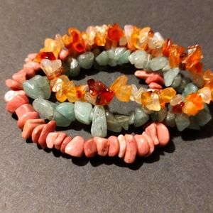 Multiple gem stone bracelets